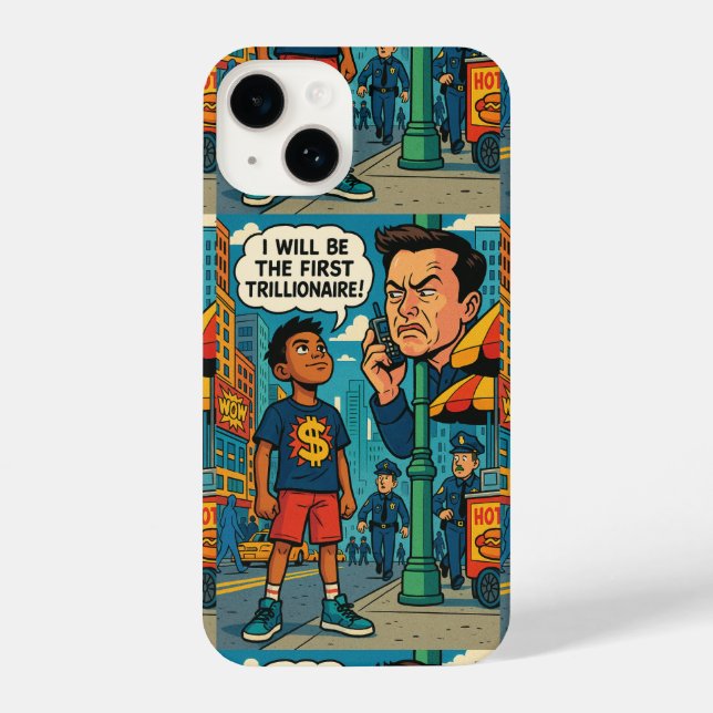 First Trillionaire" Motivational Comic-Style  iPhone Case (Back)