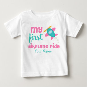 First Trip Aeroplane Personalised Baby T-Shirt