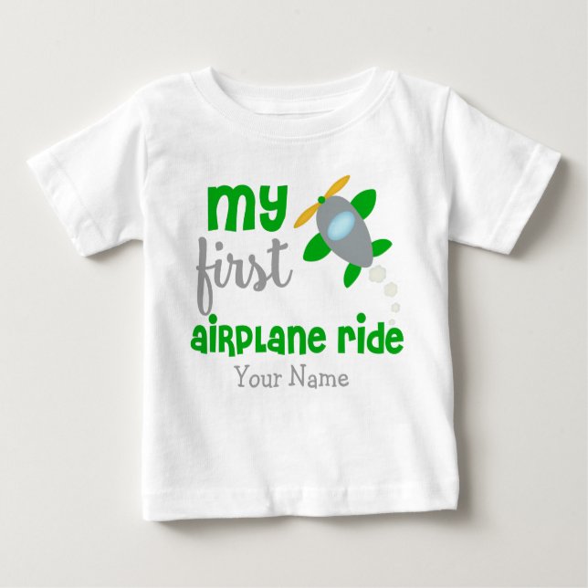 First Trip Aeroplane Personalised Baby T-Shirt (Front)