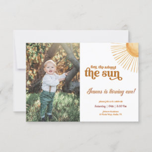 First Trip Around Sun 1st Birthday Photo Invitation