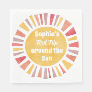 First Trip Around Sun Ballon For Girl Napkin