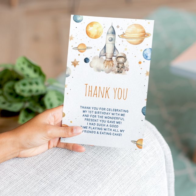 First Trip Around Sun Boys 1st Birthday Thank You Card (Creator Uploaded)