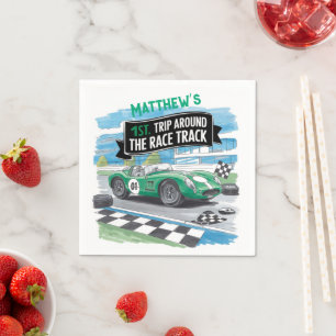 First Trip Around the Race Track Birthday Napkin