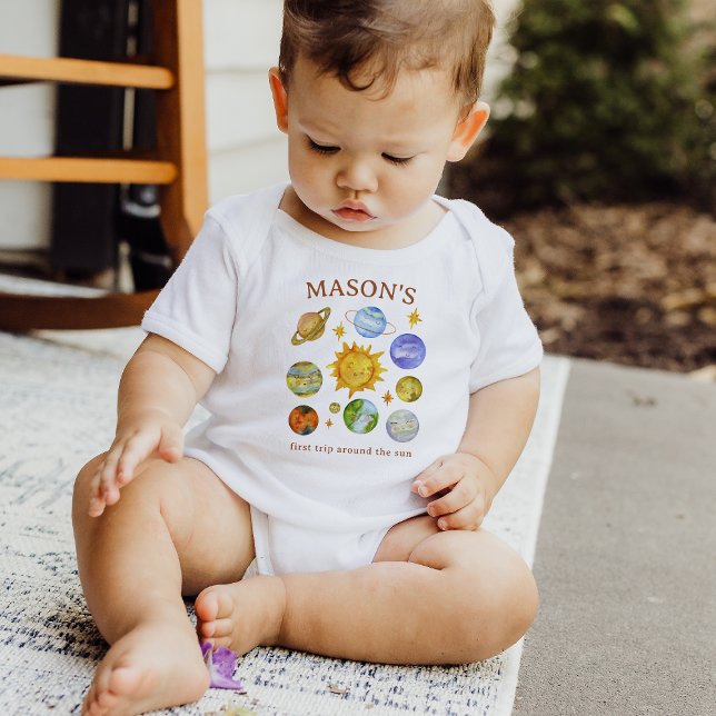 First Trip Around the Sun | 1st Birthday  Baby T-Shirt (Creator Uploaded)
