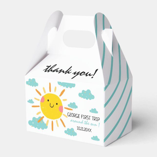 First Trip Around The Sun 1st Birthday  Favour Box (Front Side)