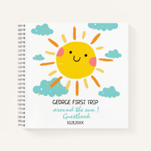 First Trip Around The Sun 1st Birthday Guestbook Notebook