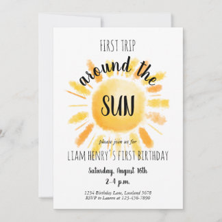 First Trip Around The Sun 1st Birthday Invitation