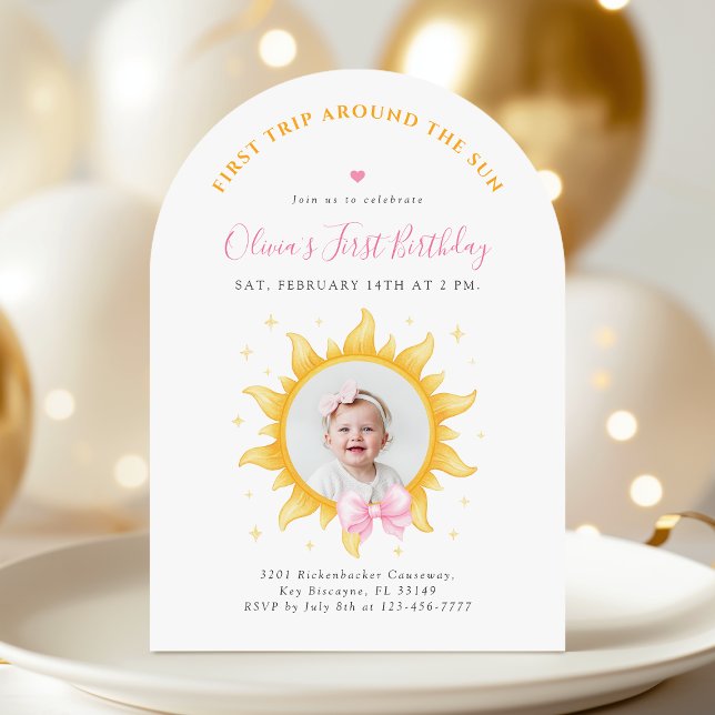 First Trip Around the Sun 1st Birthday Invitation (Creator Uploaded)