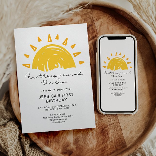 First Trip Around the Sun 1st Birthday Invitation (Creator Uploaded)