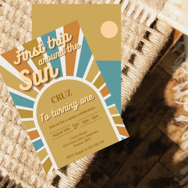 First Trip Around The Sun 1st Birthday Invitation (Creator Uploaded)