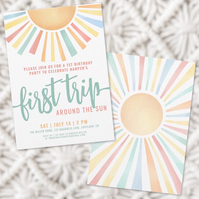 First Trip Around The Sun 1st Birthday Invitation (First Trip Around The Sun 1st Birthday Invitation)