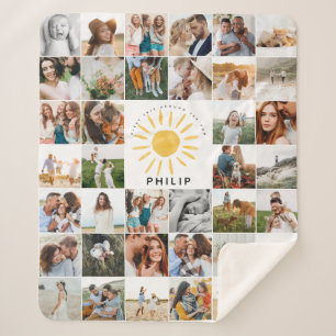 first trip around the sun 1st birthday multi photo sherpa blanket