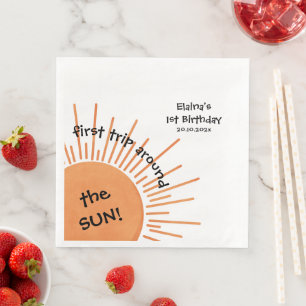 First Trip Around The Sun 1st Birthday Napkin