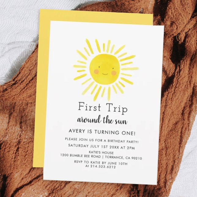 First Trip Around The Sun 1st Birthday Party Invitation (Creator Uploaded)