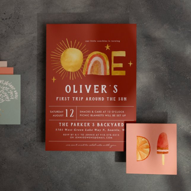 First Trip Around The Sun | 1st Birthday Party Invitation (Creator Uploaded)