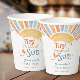 First Trip Around the Sun 1st Birthday Party  Paper Cups