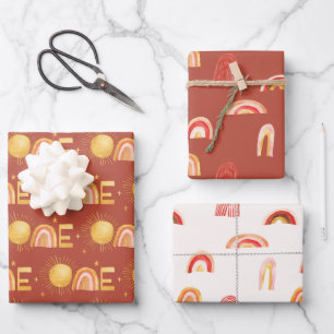 First Trip Around The Sun   1st Birthday Party Wrapping Paper Sheet