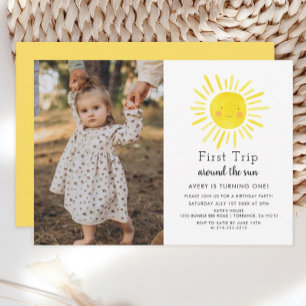 First Trip Around The Sun 1st Birthday Photo Invitation