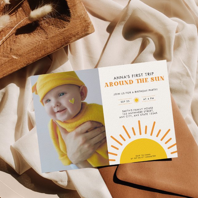 First trip around the Sun 1st birthday Photo Invitation (Creator Uploaded)