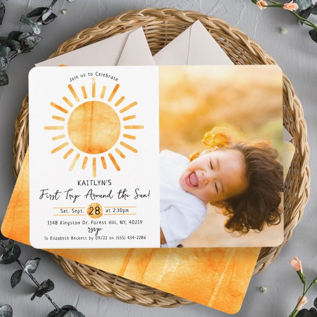 First Trip Around The Sun 1st Birthday Photo Invitation (Creator Uploaded)