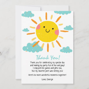 First Trip Around The Sun 1st Birthday Thank You Card
