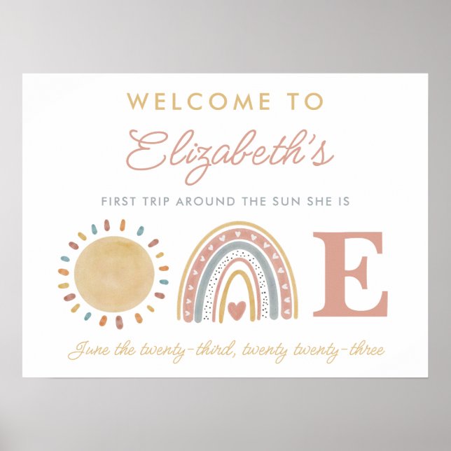 First Trip Around the Sun 1st Birthday Welcome Poster (Front)