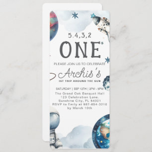 First Trip Around the Sun Astronaut Birthday Invitation