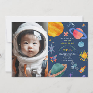 First Trip Around the Sun Astronaut First Birthday Invitation