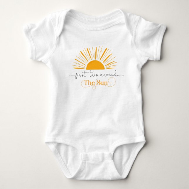 First trip around the sun birthday gift baby bodysuit (Front)