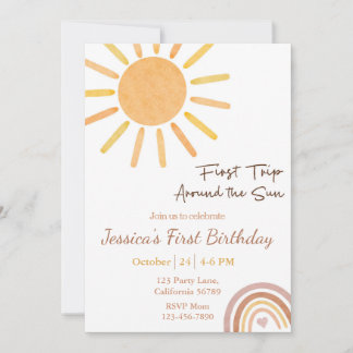 First Trip Around The Sun Birthday Invitation