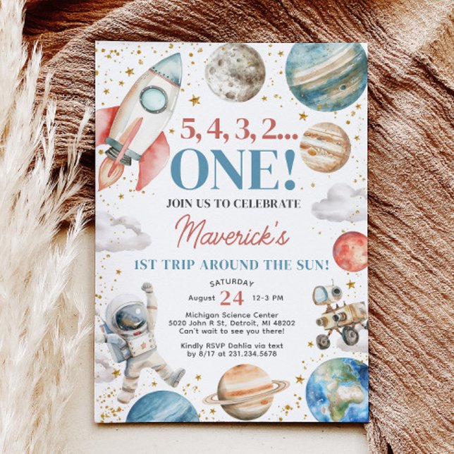 First Trip Around the Sun Birthday Invitation (First Trip Around the Sun Birthday Invitation - Boy 1st Birthday - Outer Space Birthday Party)