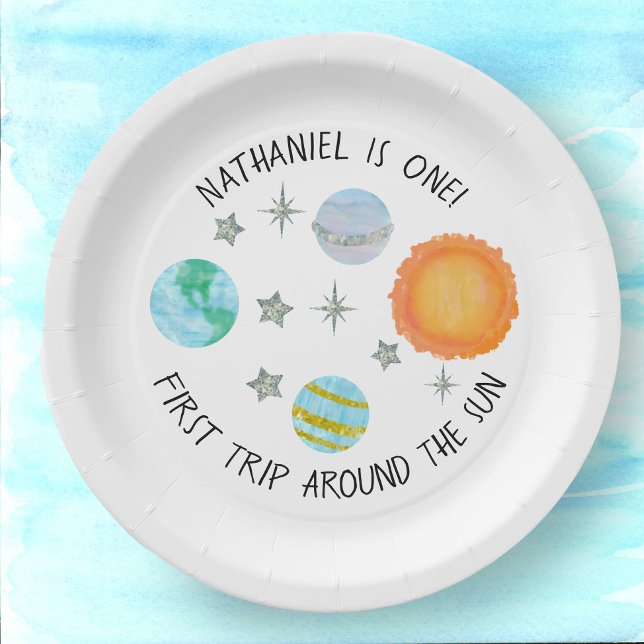 First Trip Around The Sun Birthday Paper Plate (Creator Uploaded)