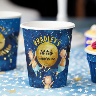 First trip around the sun birthday party custom paper cups