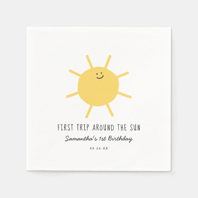First Trip Around The Sun Birthday Party Napkin (Front)