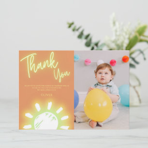 First trip around the sun birthday photo thank you card