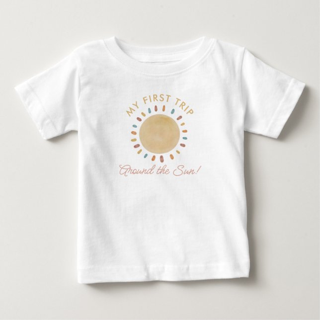 First Trip Around the Sun Boho 1st Birthday Baby T T-Shirt (Front)