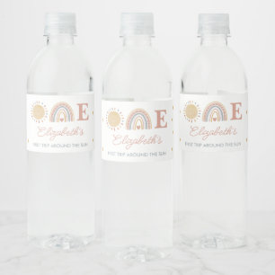 First Trip Around the Sun Boho 1st Birthday Water Bottle Label