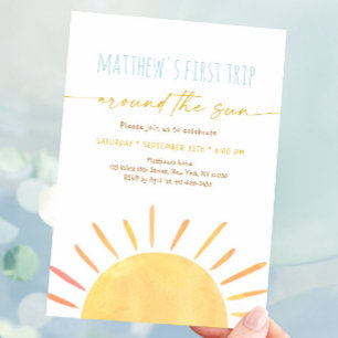 First Trip Around The Sun Boho Birthday Invitation