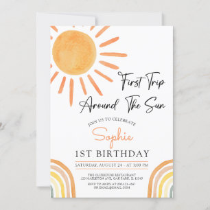 First Trip Around the Sun Boho Birthday Invitation