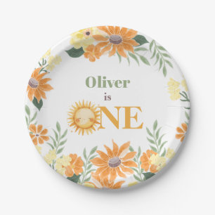 First Trip Around the Sun Boho Floral Paper Plate
