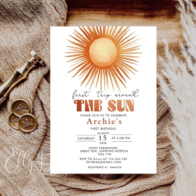 First Trip Around The Sun Boho  Invitation (Creator Uploaded)