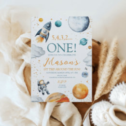 First Trip Around The Sun Boy Birthday Space Invitation