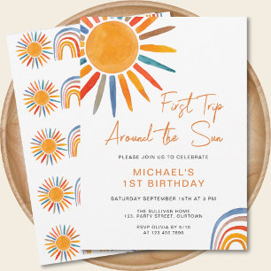First Trip Around The Sun Boy's 1st Birthday Invitation