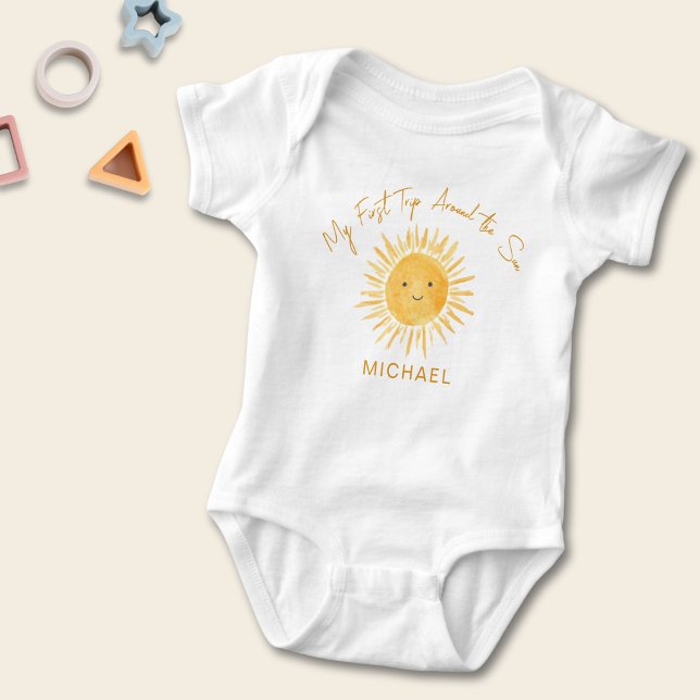 First Trip Around The Sun Boy's Birthday Baby Bodysuit (Creator Uploaded)