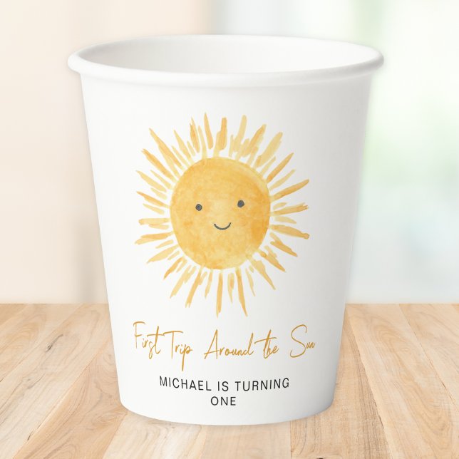 First Trip Around The Sun Boy's Birthday Party Paper Cups (Creator Uploaded)