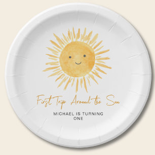 First Trip Around The Sun Boy's Birthday Party Paper Plate