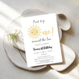 First Trip Around The Sun Cute 1st Birthday Invitation