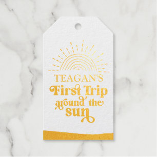 First Trip Around The Sun First Birthday Foil Tag