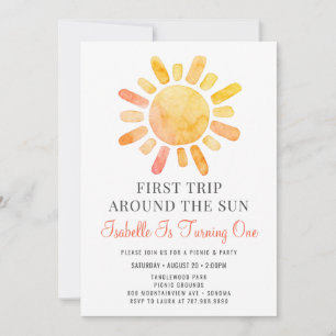 First Trip Around The Sun First Birthday Invitation