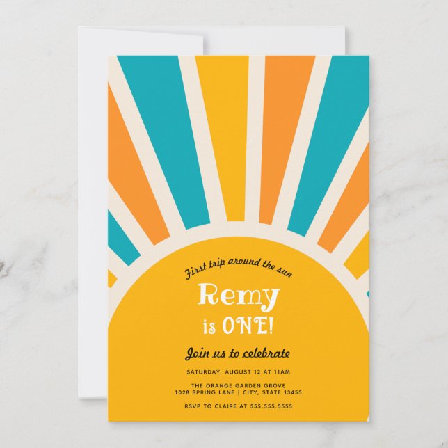 First Trip Around the Sun First Birthday Invitation (Front)